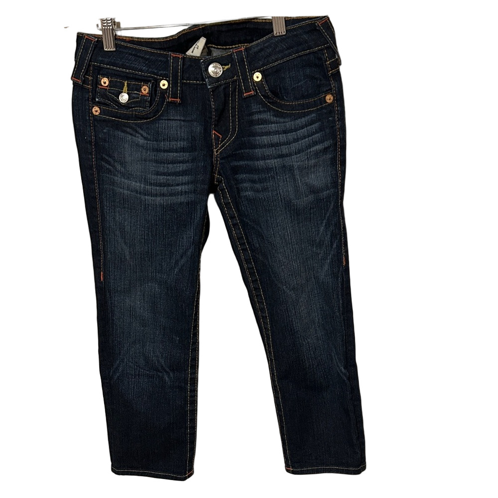 🎠True Religion Dark Blue Cropped Jeans 27 GUC